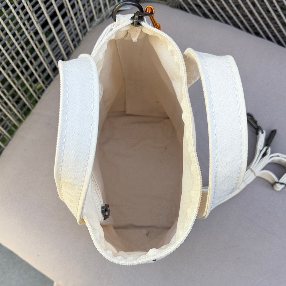 LL Bean Cream Canvas Small Tote Bag with Strap and Zipper. - Picture 3 of 6